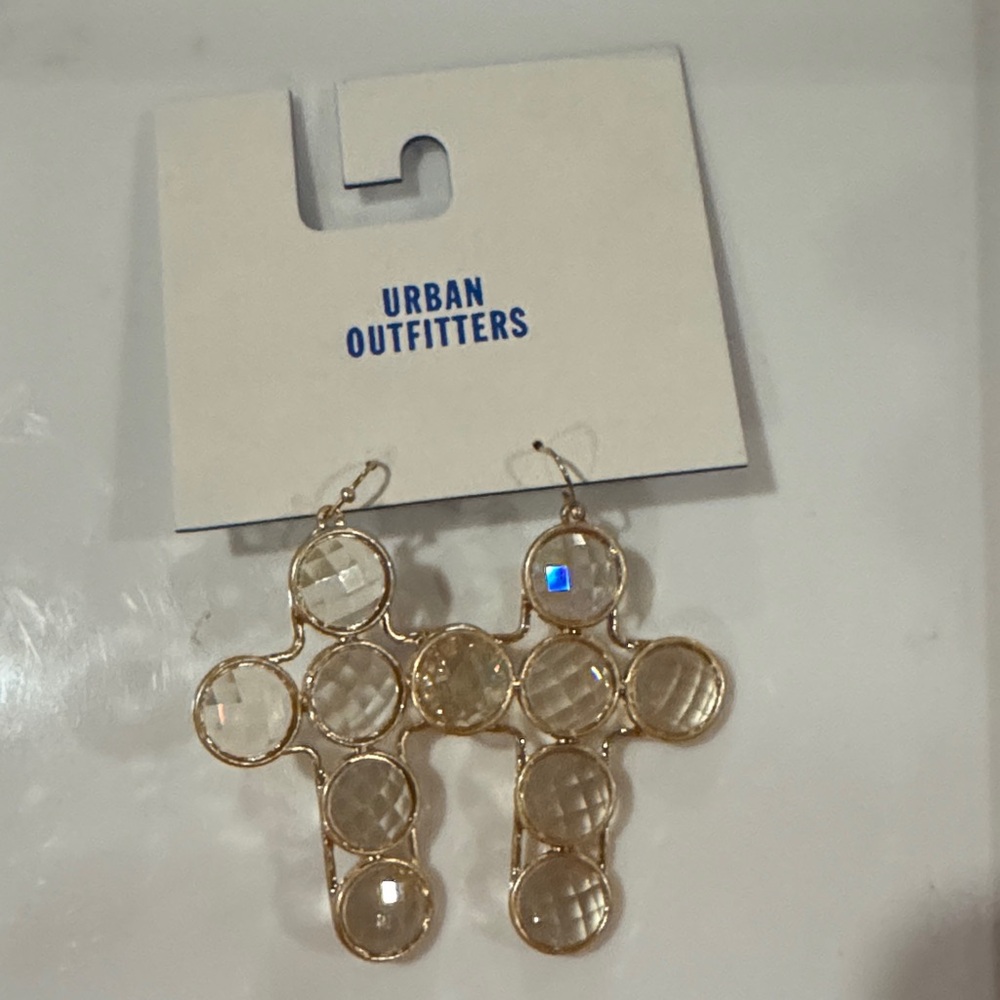 Urban Outfitters Gold and Clear Circle Earrings